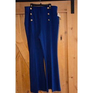 New! NYCC Women Sz 14 High Waist Wide Leg Trouser Gold Button Marching Band Look